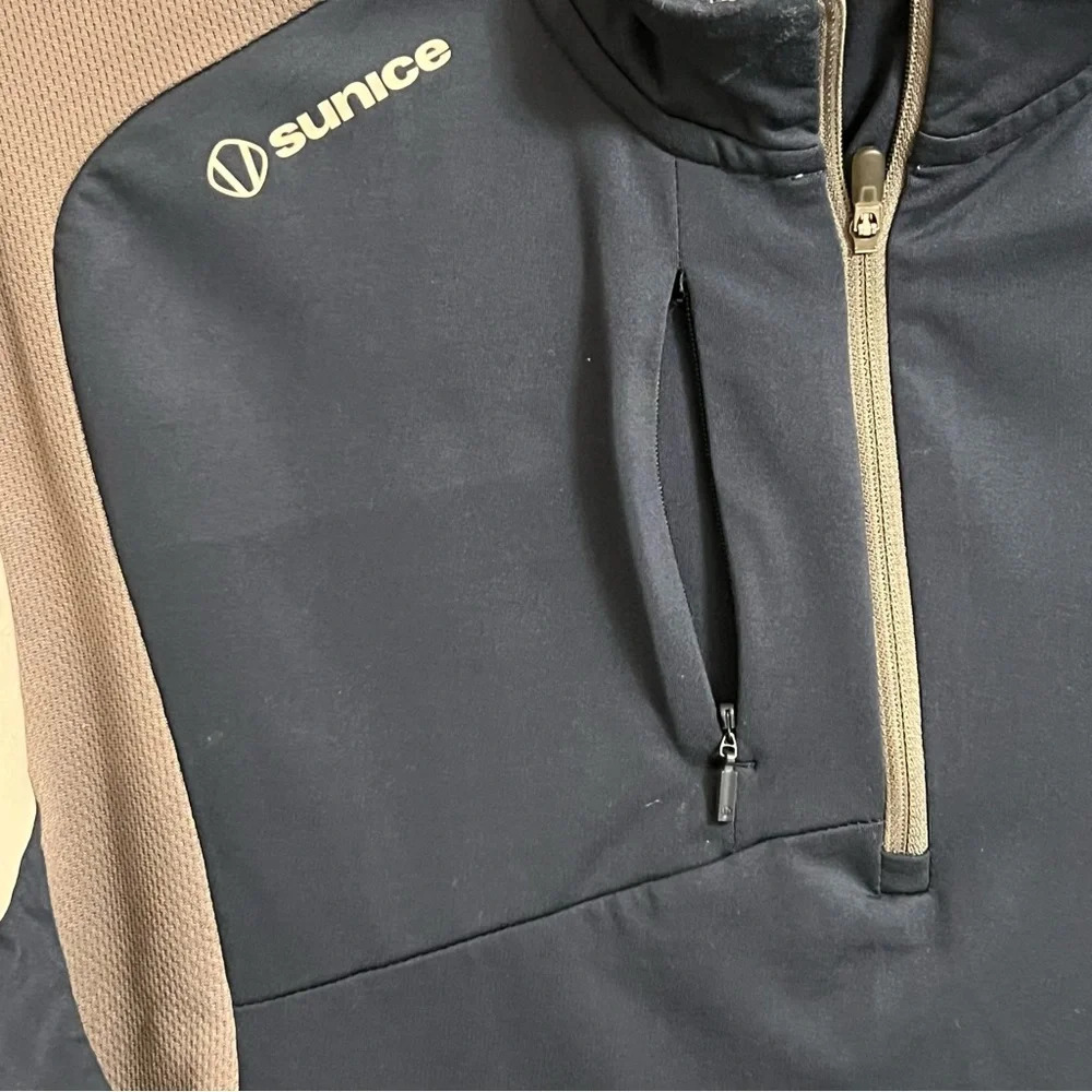 Sunice Golf Pullover Mens Large Blue White Otaki Mid Layer 1/4 Quarter Zip - Picture 6 of 14